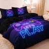 3pcs Video Game Controller Mouse Keyboard Headphone Pattern Duvet Cover Set - Modern Fashionable Cool Gamepad Print