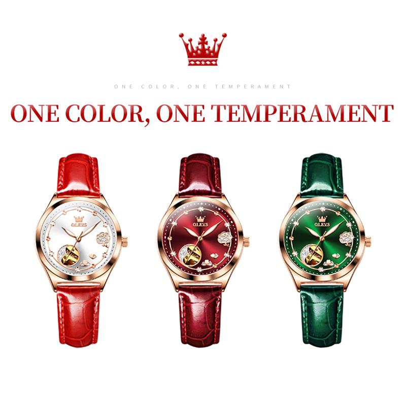 OLEVS Brand Watch Diamond Hollow Mechanical Table Waterproof Night Ladies Watch Female Watch