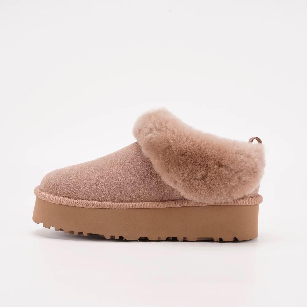 Classic Winter Women Platform Boots Lady Real Sheepskin Leather Wool Snow Boots New Design Non-slip Thick-soled Warm Fur Shoes