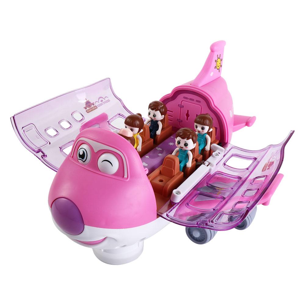 Синий/розовый светодиодный фонарь Музыкальный игрушечный самолетик Электрическая игрушка Самолет игрушечный светодиодный самолет Модель Мальчик