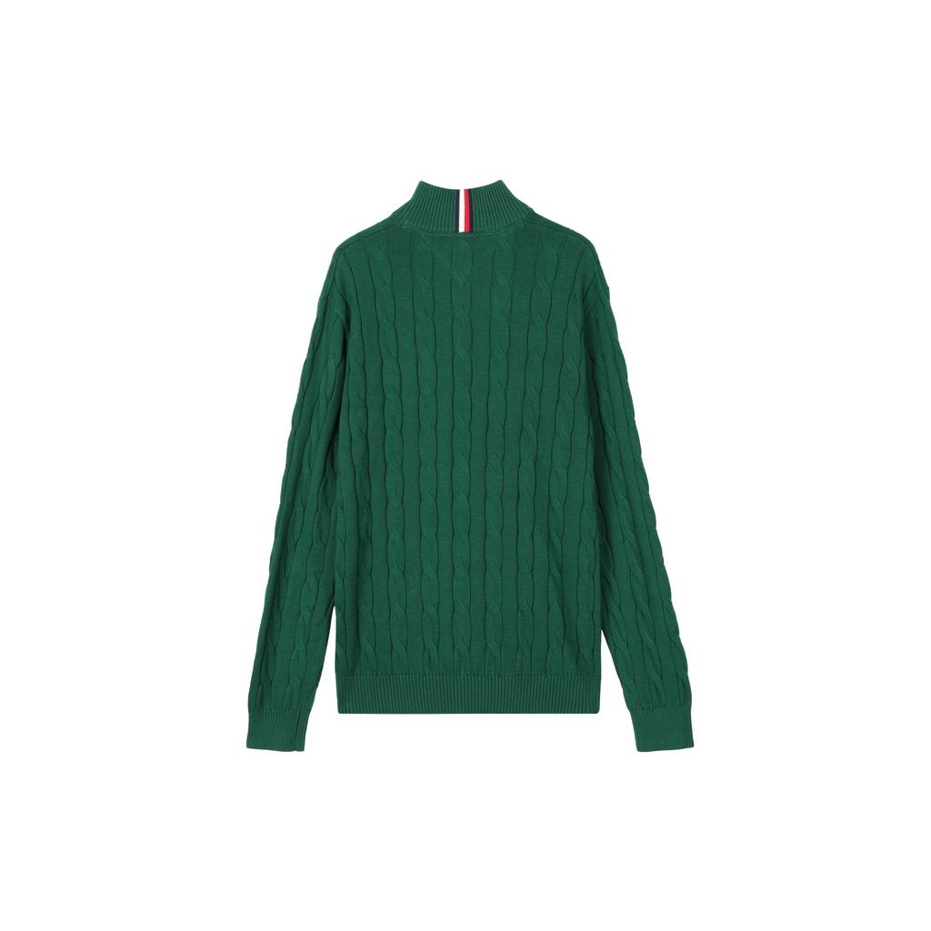 Tommy Hilfiger Молния Вязаный однотонный деловой свитер с воротником-стойкой Мужской свитер Темно-зеленый 78J9816-302