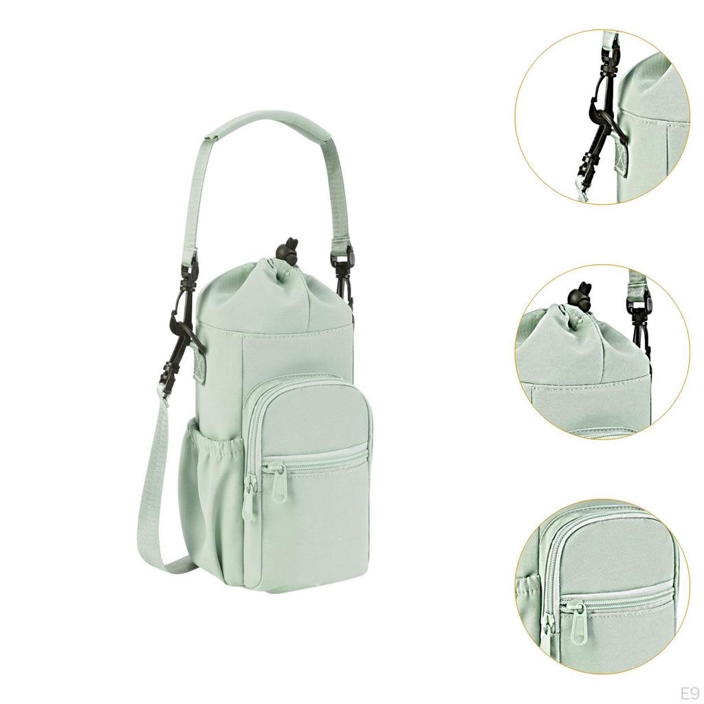 Сумка-переноска для бутылок с водой, регулируемый плечевой ремень для мужчин и женщин с карманом на молнии