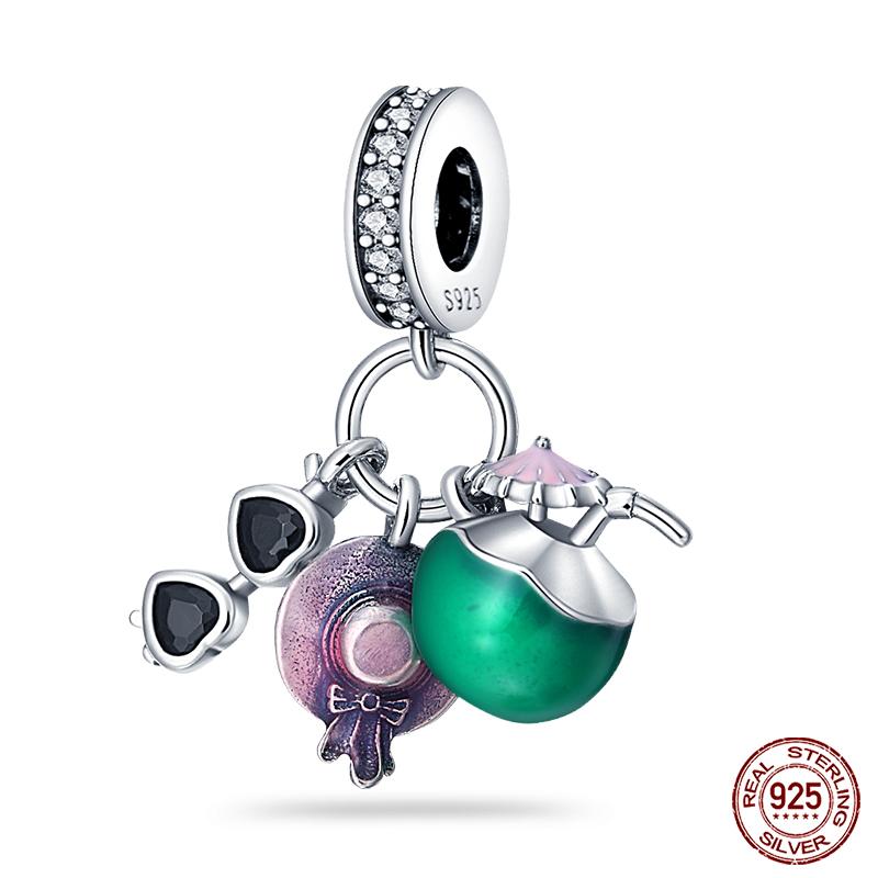 925 Silver Tree of Life Four-Leaf Clover Green Series Charms Beads Fit Qikaola 925 Original Bracelet DIY Jewelry Making