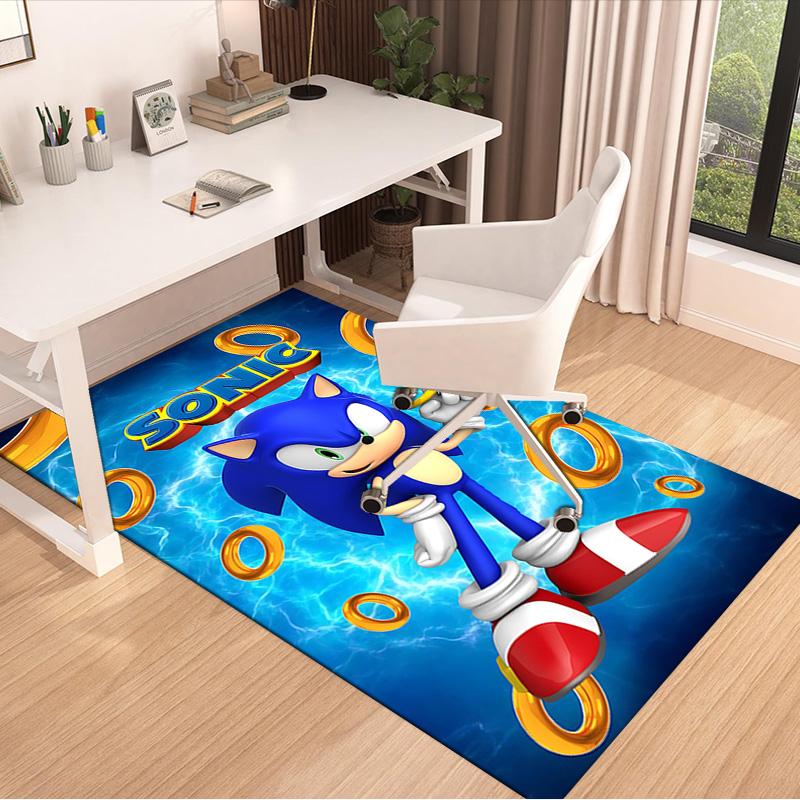 Sonic Rings Adventure Carpet For Playroom Bedroom Living Room Sofa Home Decorkids Game Area Rug Nonslip Floor Mat