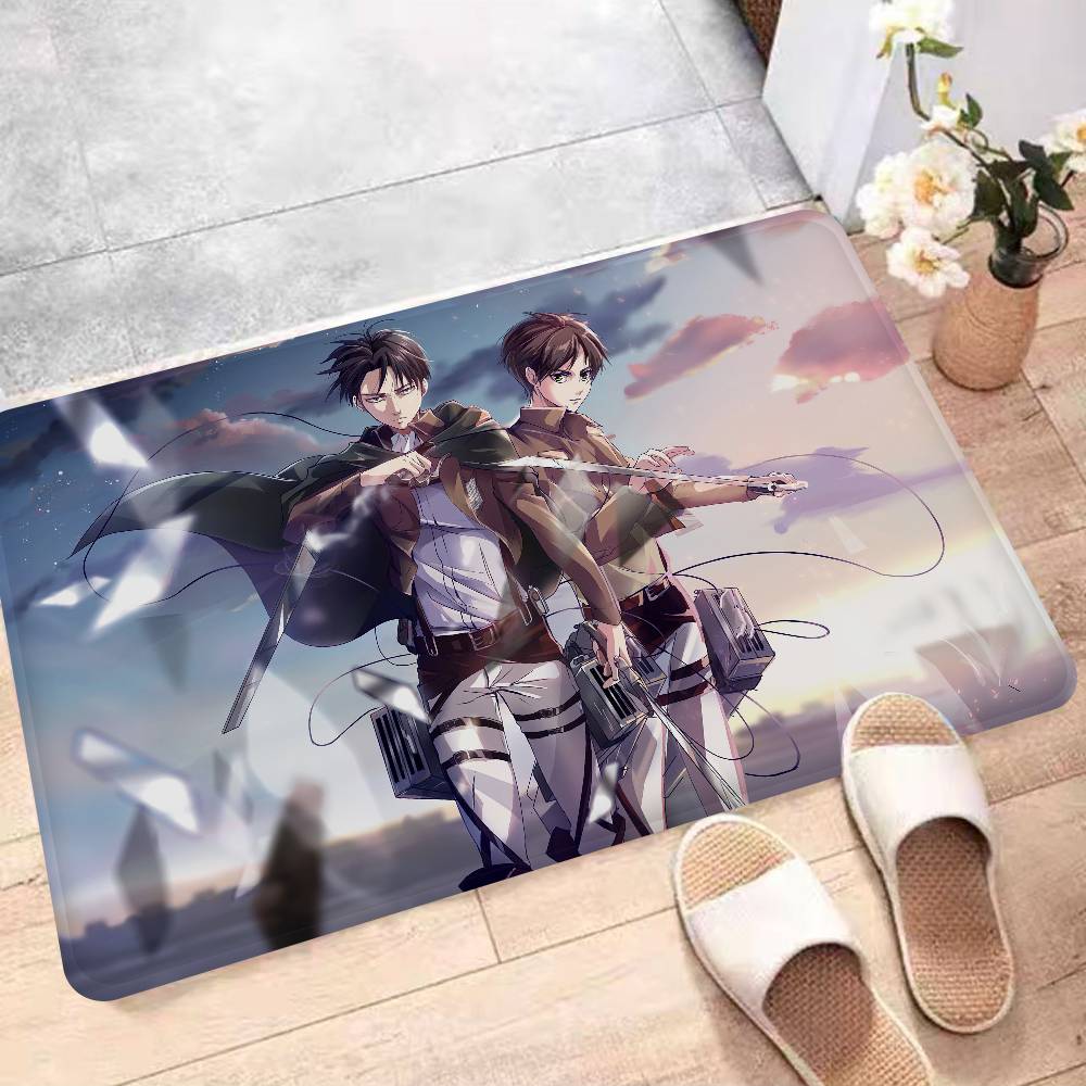 Мультяшный коврик для входной двери Атака Титанов, моющийся, нескользящий, коврик для зоны дивана и кресел в гостиной, кухонный приветственный коврик