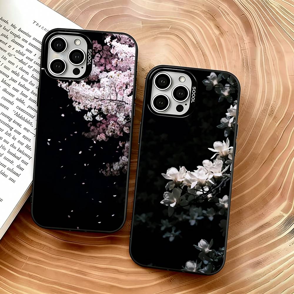 Чехол для телефона с цветочной веткой для iPhone 17,16,15,14,13,12,11 Plus,Pro Max,XS,Разноцветный Серебристый Чехол для телефона Funda Cover