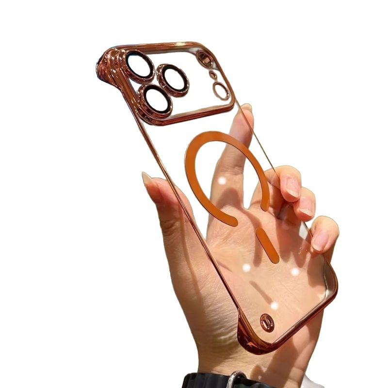 Оранжевый магнитный чехол для iPhone Hermes: Безрамочный дизайн с гальваническим покрытием, Защита от падений для iPhone 14/15/16, Подходит для Apple 17 Pro Max.