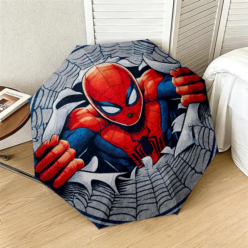 Spiderman Web 8 Ribs 3Fold Black Glue Uv Protection Umbrella Sun Protection Rainproof Compact Folding Umbrella For Travel Daily Use C923229