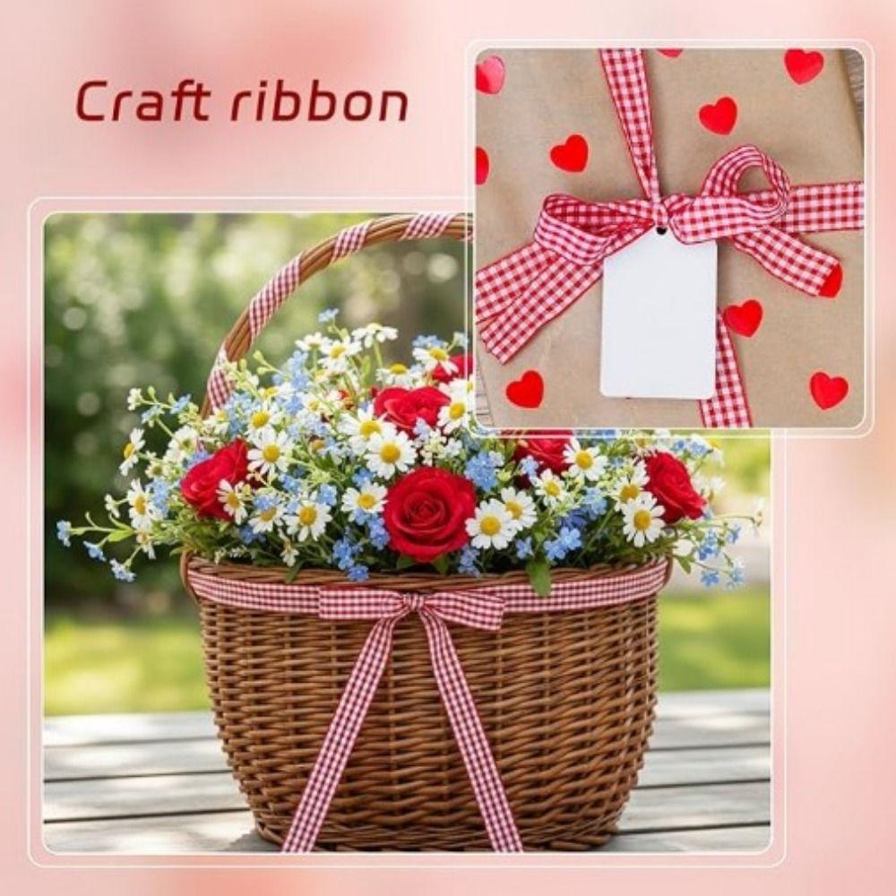 DIY Crafts Plaid Ribbon Assorted Colors Gift Wrapping Ribbon Gingham Ribbon  Wedding Decoration