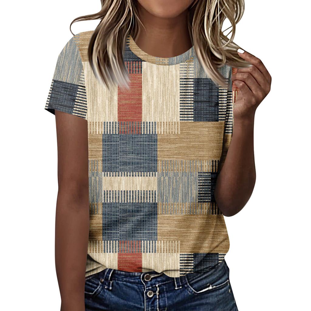 Женские футболки, женские топы с короткими рукавами, нарядные летние повседневные модные блузки с круглым вырезом, топы-туники, День независимости