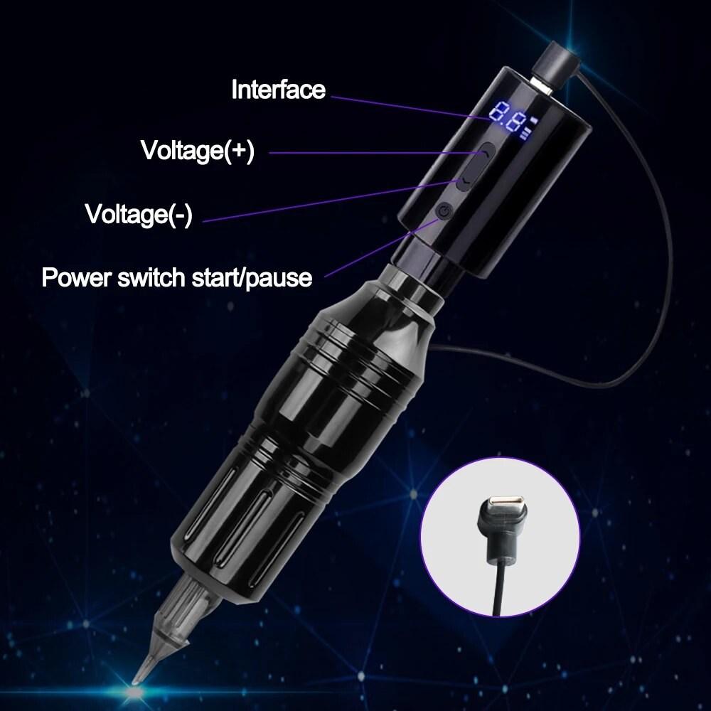Набор для татуировки, машинка для татуировки, портативная батарея, разъем RCADC, светодиодный цифровой экран, беспроводной шнур типа C, 1 шт., разъем 13.RCA, тип 10
