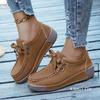 Faux Suede Sneakers Woman Design Light Weight Slip-on Flat Moccasins Ladies Low Top Lace-up Walking Shoes  De Mujer
