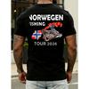 Мужская футболка Norway Fishing Tour 2026 - Принт на спине, Повседневная футболка с круглым вырезом, Подходит для рыбаков и любителей путешествий, Подарок для активного отдыха,