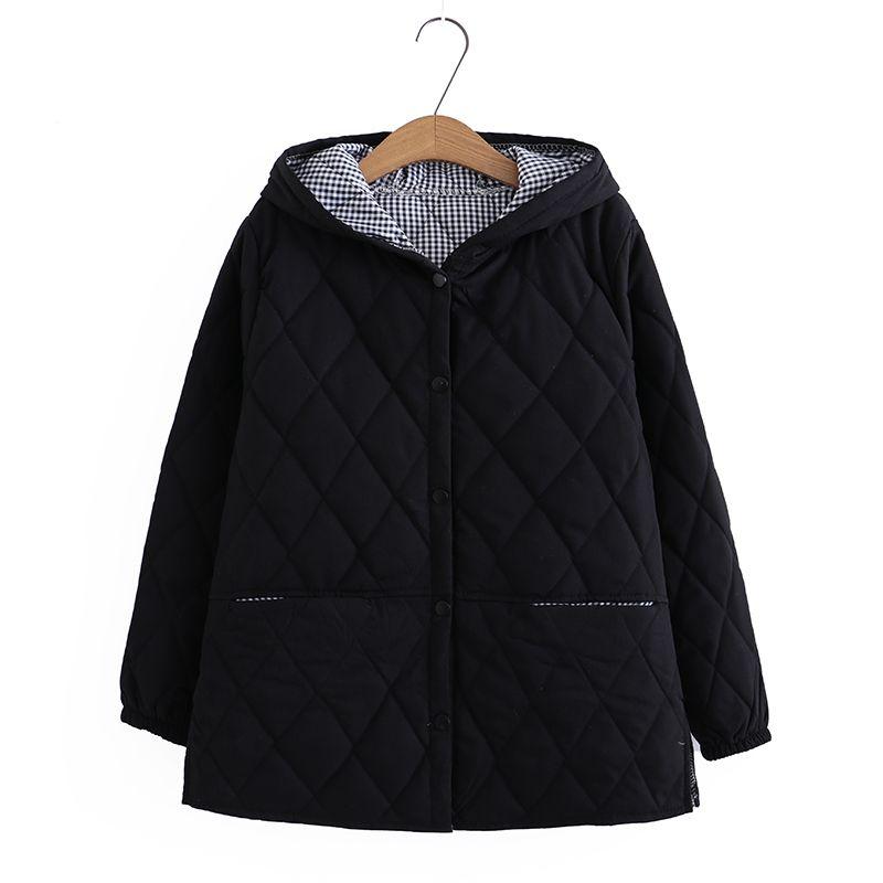 Женская куртка большого размера, свободная, повседневная, в западном стиле, для среднего и пожилого возраста, для полных мам, однотонная, с капюшоном, стеганая