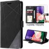 Set of 2 Tempered Glasses + Case for Samsung A22 5G Full Coverage Anti-Scratch Leather Effect Black