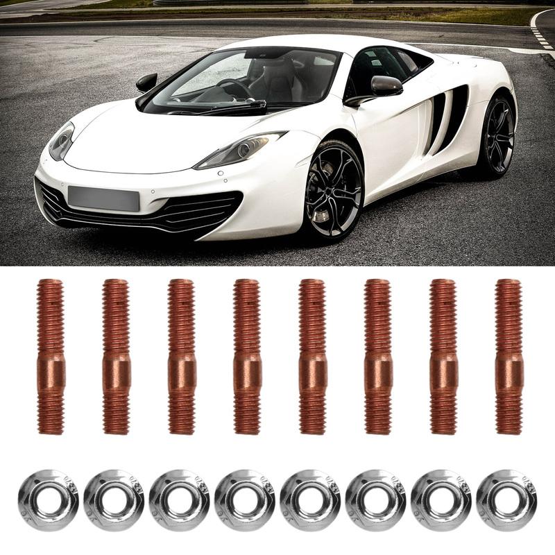 M8 1.25 Threaded Turbo Studs Kit Exhaust Manifold Hardware Kit Wear Resistant Proof Metal Alloy for Car