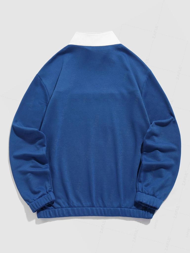 ZAFUL Толстовка-пуловер с цветными блоками и этническим геометрическим принтом на молнии