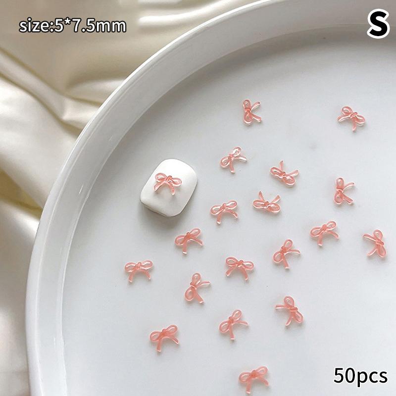 50Pcs Resin Bow Nail Charm Bulk Mix Size 3D Ribbon Bowkont Mini Kawaii Nail Art Accessories Diy Cute Nails Decorations