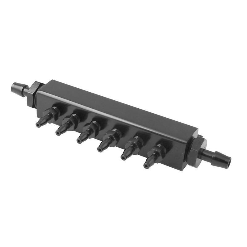 6 Port Vacuum Block Intake Manifold Kit Aluminum Alloy Boost Manifold Universal Vacuum Block 1/8NPT for Car Truck Turbo