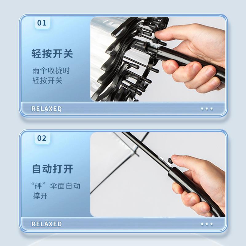 16-Bone Long-handled Umbrella, Transparent, Disposable Batch, Thickened, Increased Wind Resistance, Reinforced, Large Double Plastic Transparent