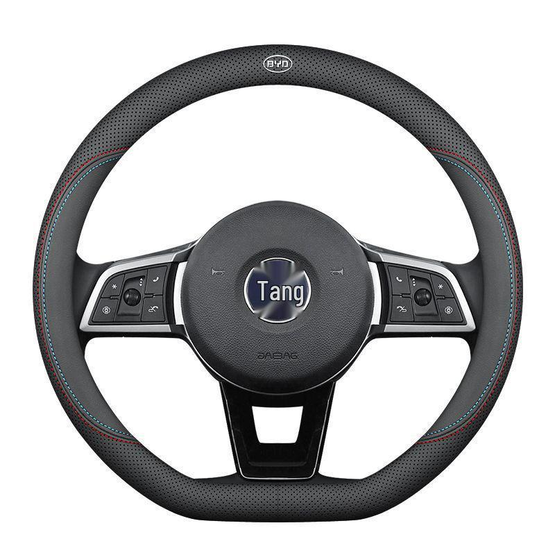Настоящая кожаная оплетка руля BYD Song Pro для всех сезонов - Ультратонкая для моделей Han, Tang, Qin, Song MAX, Yuan и E2F3