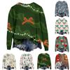 Women's Fashion Christmas Printed Long Sleeve Loose Round Neck Sweatshirt Top
