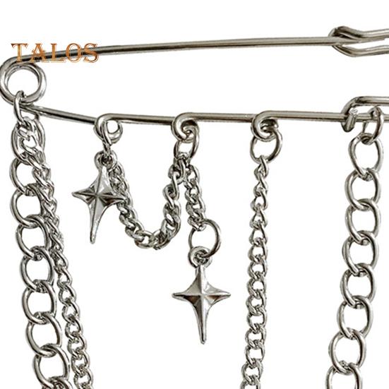 Прищепка для одежды унисекс, декор со звездой и цепочкой, сплав в стиле хип-хоп, индивидуальное украшение на грудь, брошь для вечеринки, клуба, противоскользящая сумка, брюки, ювелирные изделия