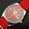 ВОССТАНОВЛЕННЫЕ МУЖСКИЕ ЧАСЫ SEIKO 5 AUTOMATIC, СДЕЛАНО В ЯПОНИИ, КРАСНЫЙ ЦИФЕРБЛАТ, ИЗГОТОВЛЕНЫ НА ЗАКАЗ a440062-2 QV90-a440062