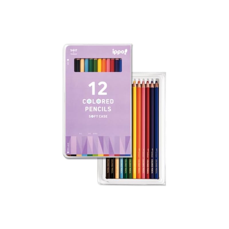 Цветные карандаши Tombow, 12 цветов (Легкий - Тонкий Мягкий Чехол), для учеников начальной школы (Шестигранный корпус для удобного захвата), иппо! фиолетовый