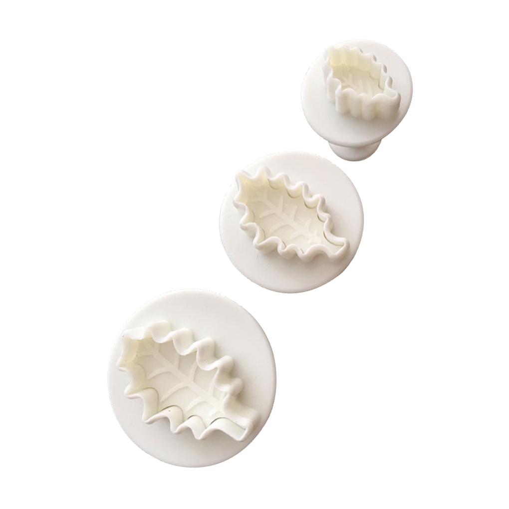 3pcs Food Grade Plastic Cookie Mould DIY Christmas Leaf Shape Baking Tool Fondant Cake Molds