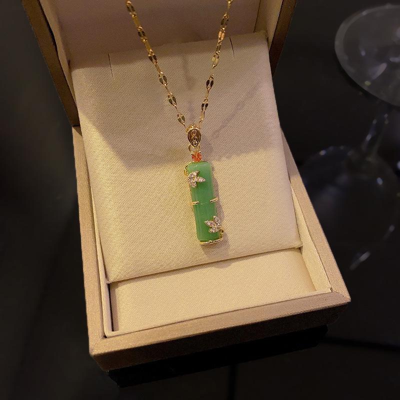 Стильное ожерелье из титановой стали с подвеской в виде бамбука — не выцветает, универсальная и легкая роскошная цепочка на ключицу для женщин