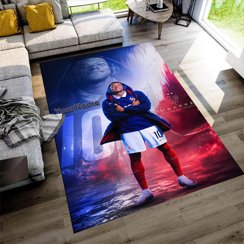 Mbappe Personalized Text Floor Rug Office Rug Design for Foyer Outdoor Balcony Bedrooms Anti-slip Rug Decorate Offices
