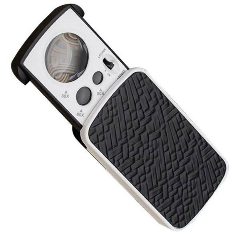 Горячий ! 30X 60X 90X, карманная увеличительная лупа, ювелирное стекло для глаз, петля для лупы со светодиодной подсветкой, 8,5*4,5*2 см