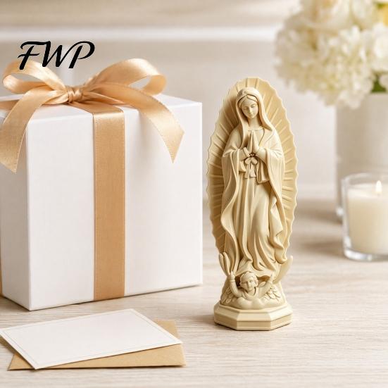 Faith Symbol Decoration Virgin Mary Statue, Religious Resin Sculpture, Blessed Holy Smooth Surface Statue Mother Figurine for Catholic Home Desk Decor