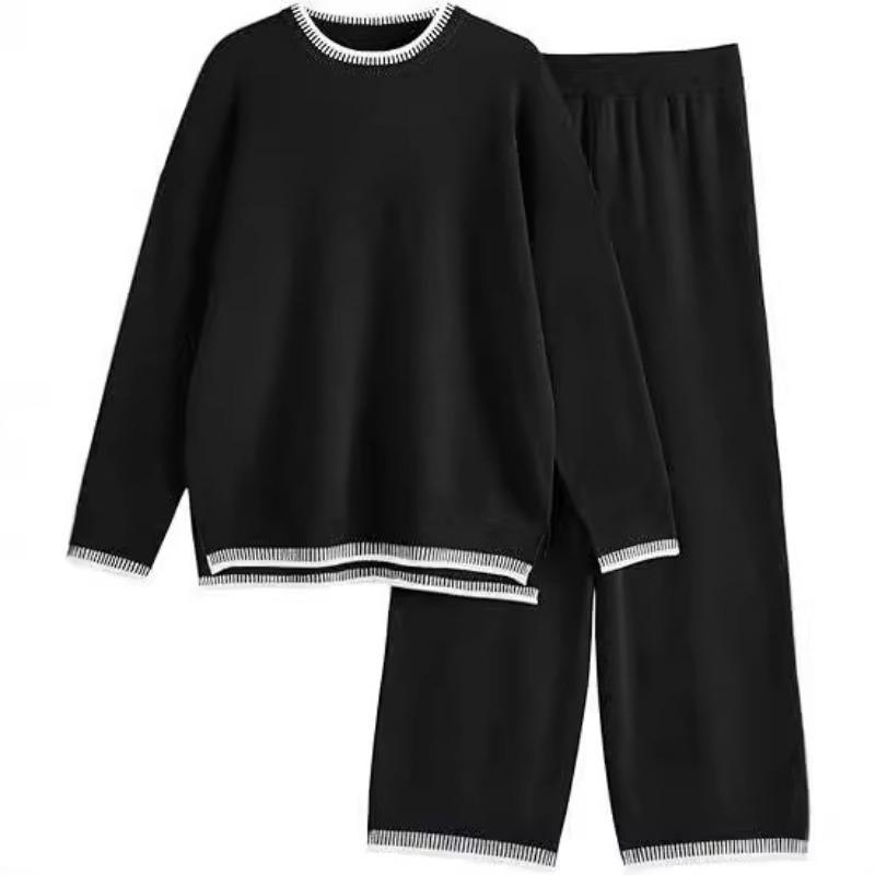 Осенне-зимний женский повседневный трикотажный костюм с длинным рукавом