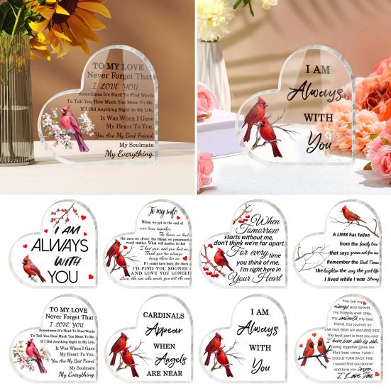 Акриловый орнамент в форме сердца Love Heart, прозрачный акриловый блок, отдельно стоящий настольный Love