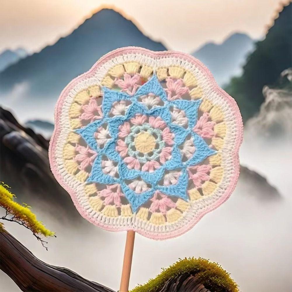 Yarn Crocheted Antique Style Fan Classical Weaving Fun Decorative Craft Fan Girlfriend