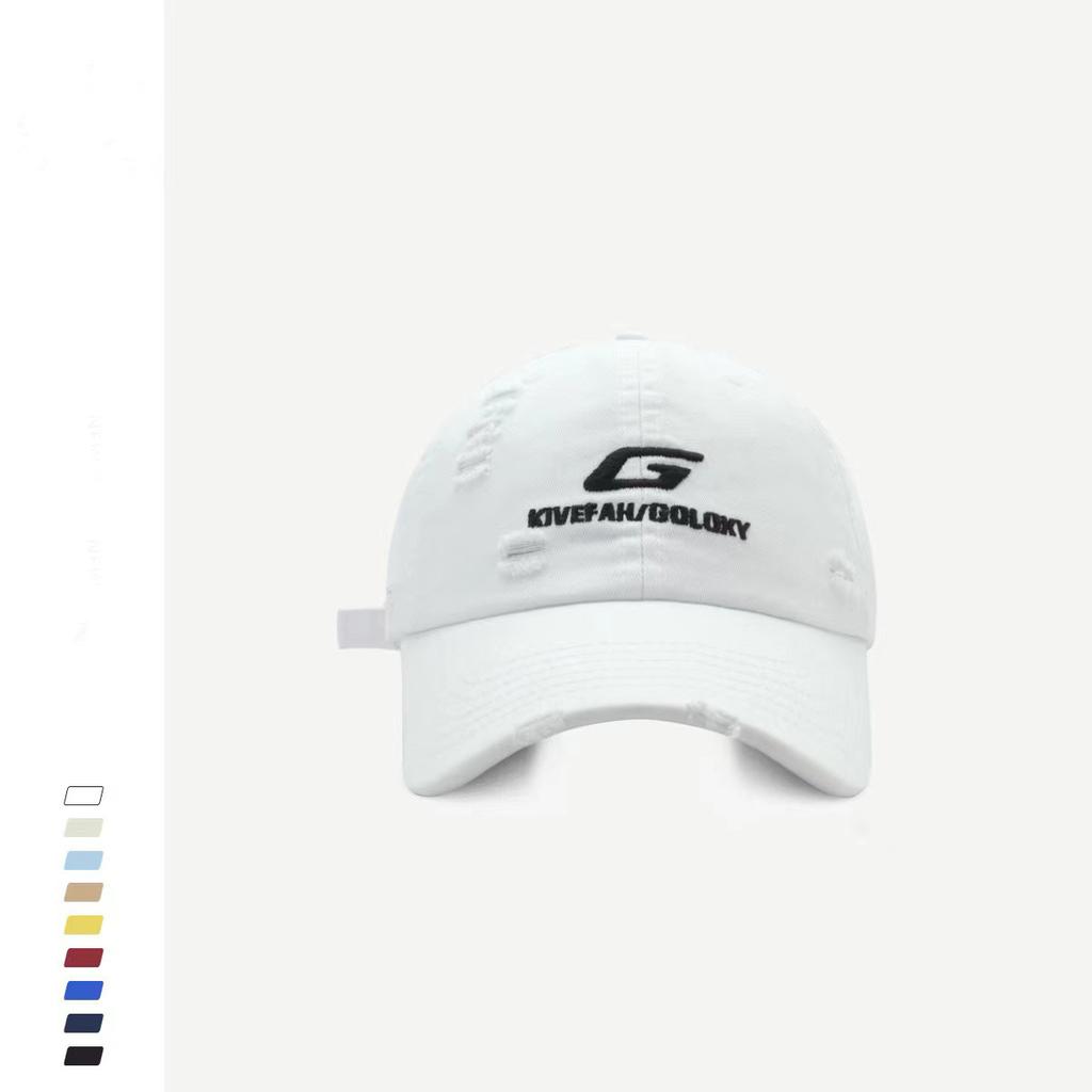 New Street made Ripped Hip hop Baseball Cap Men's Korean Version Letter Embroidered Baseball Cap Women's Sun Hat