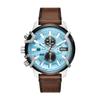 DZ4656 Хронограф 48 мм Часы с синим циферблатом и коричневым кожаным ремешком для мужчин