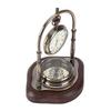 Antique Brass Nautical Vintage Style Table Clock with Wooden