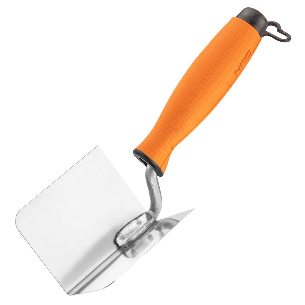 Corner stucco trowel, internal, 80 mm, bi-material handle
