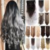 22" Hairpiece 140g Straight 16 Clips In False Styling Hair Synthetic Clip In Hair Extensions