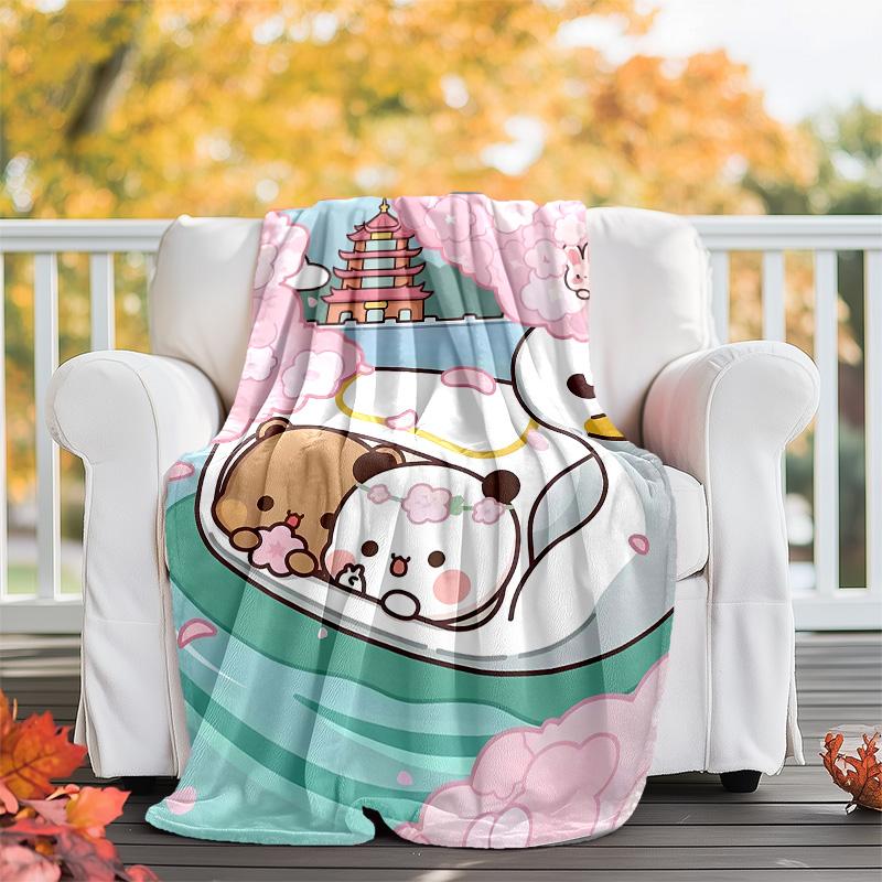 1pc Yier BuBu Bear1 Theme Blanket - Digital Print, Polyester, Cozy for All Seasons, Perfect for Outdoor, Camping, and Travel