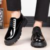 Fashion Lacquer Leather Thick Soled Men's Shoes Fashionable Minimalist Design Style Outdoor Leisure Party Business Men's Wedding Shoes