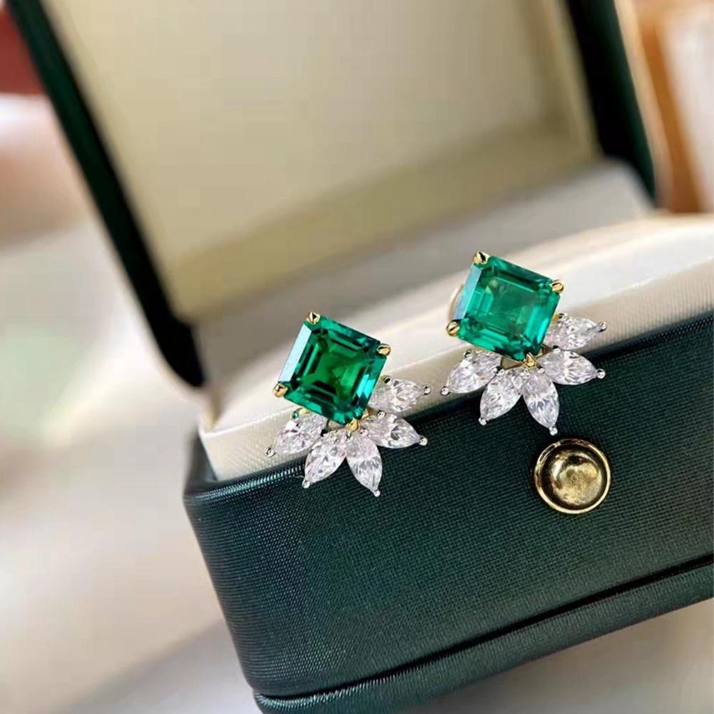 WUIHA 100% 925 Sterling Silver Asscher Cut 1.5 CT Emerald High Carbon Diamond Gemstone Ear Studs Earrings Fine Jewelry Wholesale