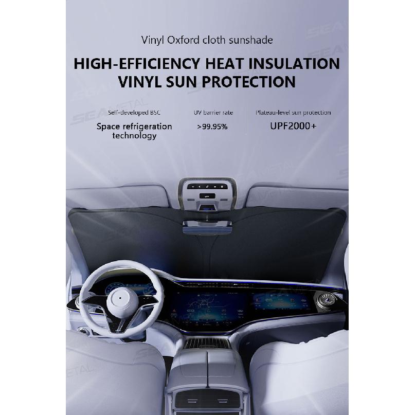 SEAMETAL Car Windshield Sunshade Cover Foldable Car Front Window Sun Shade 99.95% UV Block Protection UPF2000+ Car Curtain CoverWindshield Sunshades