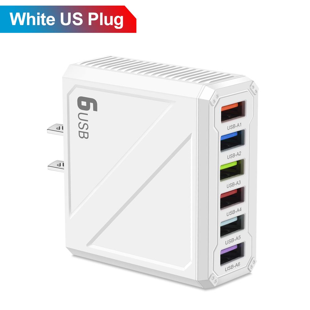 3.1A 6 портов USB зарядное устройство QC3.0 быстрая зарядка телефона зарядное устройство для iPhone 16 15 14 Samsung Xiaomi мобильный телефон адаптер ЕС США Великобритания KR вилка