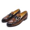 Flower Skin Glossy Leather Shoes Men'S Double Buckle Loafers Business Cowhide Handmade High-End Men'S Shoes
