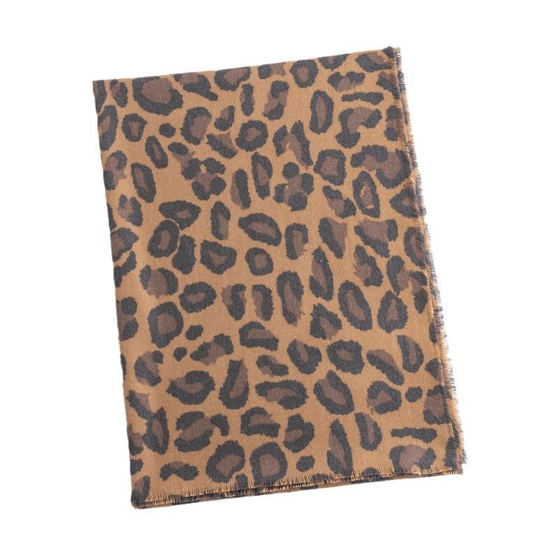 New Leopard Print Women's Scarf High End Soft and Warm Imitation Cashmere Printed Tassel Scarf Dual Use Shawl