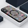 For iPhone 16 Pro Max 15 14 Plus 13 12 Mini 11 7 8 for Magsafe Shockproof Floral Pattern Soft Edges Clear Acrylic Hard Case Cover